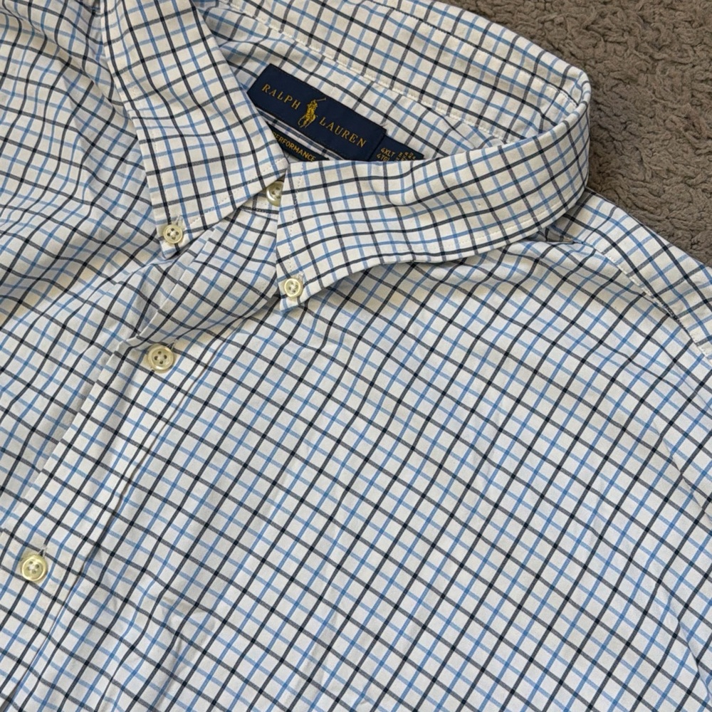 Ralph Lauren White and Blue Plaid Men's Shirt